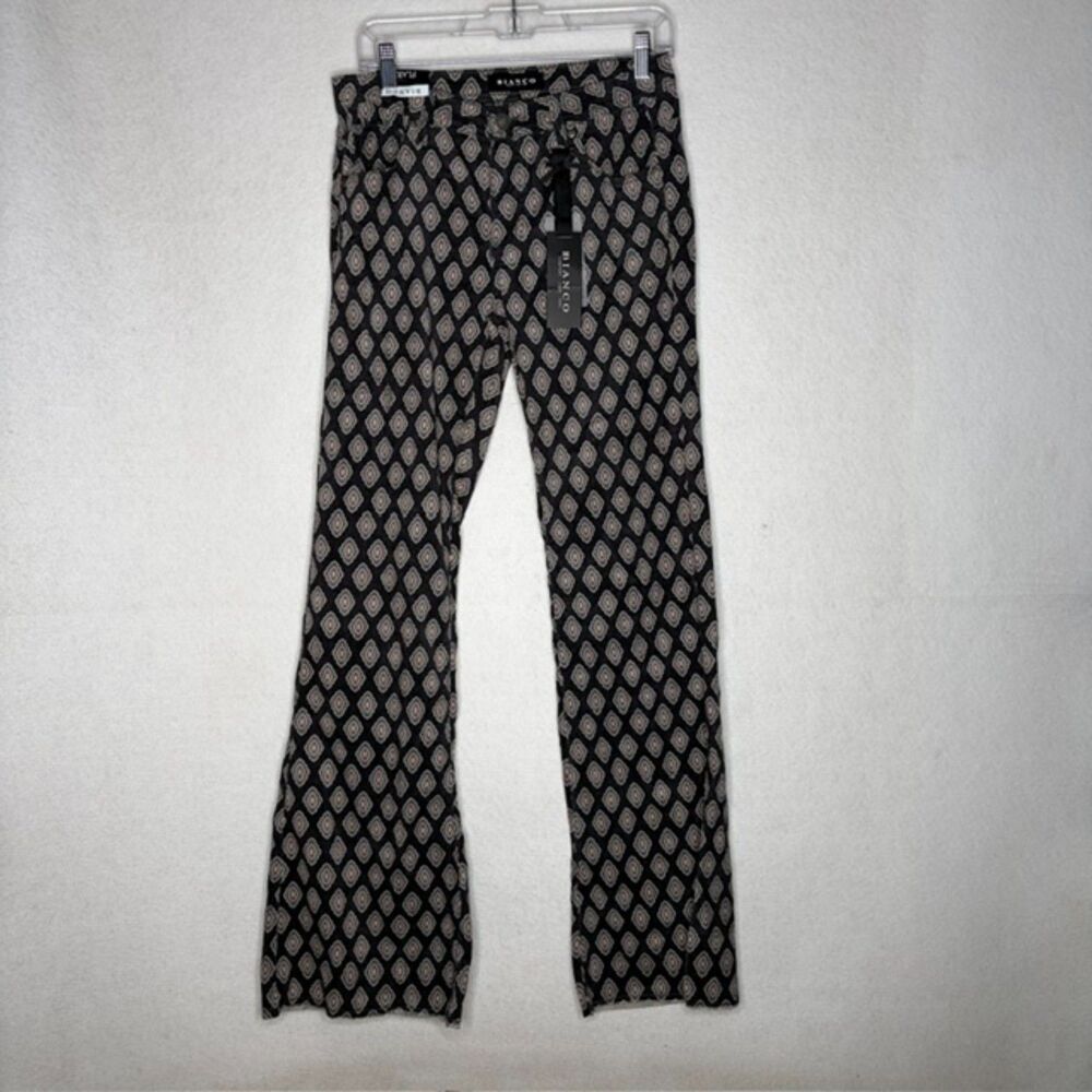 Bianco Y2K Geometric Print Flare Pants Size 28 70s inspired indie sleaze